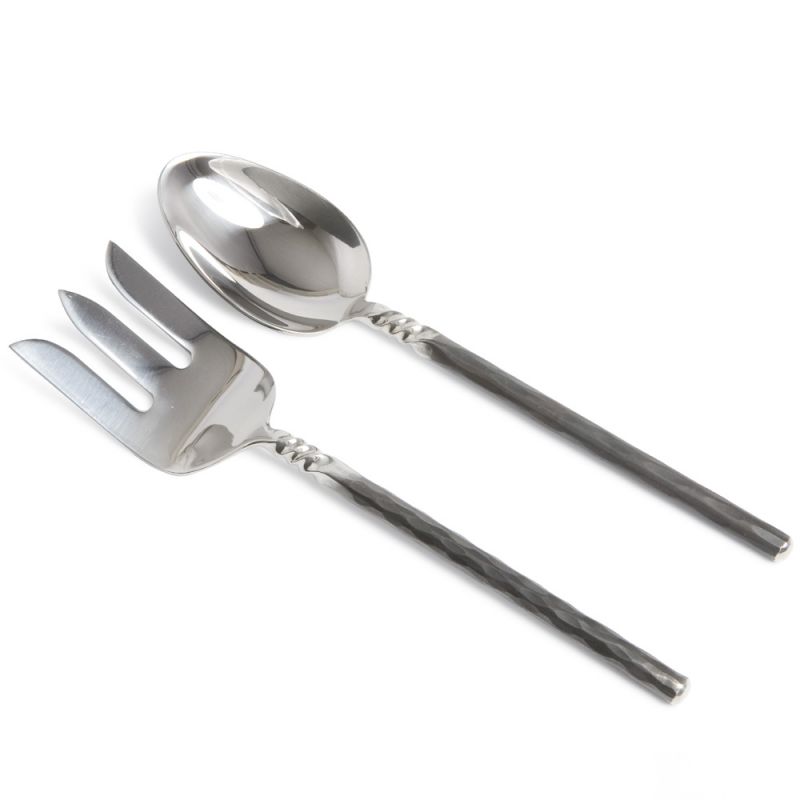 Unpolished Twist Neck Medium Salad Servers