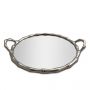 Large Round Nickel Bamboo Tray With Mirror Base