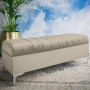 Colonial Velvet Cream Ottoman Bench