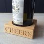 'Cheers' Beech Wood Single Bottle Stand