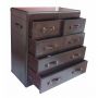 Panama Cigar Leather Large Chest Of Five Drawers - with Copper