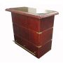 Panama Leather Bar Counter with Glass Top - Cognac