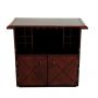 Panama Leather Bar Counter with Glass Top - Cognac