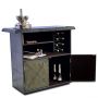 Panama Leather Bar Counter with Glass Top - Grey 