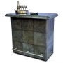 Panama Leather Bar Counter with Glass Top - Grey 