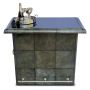Panama Leather Bar Counter with Glass Top - Grey 