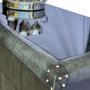 Panama Leather Bar Counter with Glass Top - Grey 