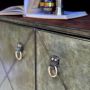Panama Leather Bar Counter with Glass Top - Grey 
