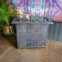 Panama Leather Bar Counter with Glass Top - Grey 