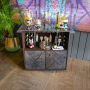 Panama Leather Bar Counter with Glass Top - Grey 