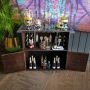 Panama Leather Bar Counter with Glass Top - Grey 