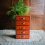 Panama Cognac Leather Chest of 5 Drawers - with Brass Top 