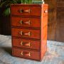 Panama Cognac Leather Chest of 5 Drawers - with Brass Top 