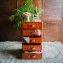Panama Cognac Leather Chest of 5 Drawers - with Brass Top 