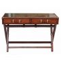 Panama Leather Console Table with Brass Top and Wooden Legs- Cognac | Ex Display
