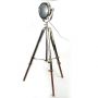 Rolls Headlamp Floor Lamp with Polished Nickel & Wood Tripod 