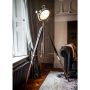 Rolls Headlamp Floor Lamp with Polished Nickel & Wood Tripod 