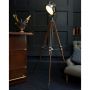 Rolls Headlamp Floor Lamp with Natural Wood Tripod 