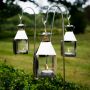 Three Mini Square Tea Light Lanterns & Stakes Bundle