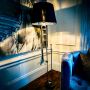 Rosolino Trombone Floor Lamp with Black Shade