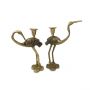 Pair Of Crane Candle Holders - Antique Gold Finish