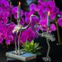 Pair Of Crane Candle Holders - Silver Finish