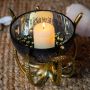 Mini Gold Octopus Stand With Decorative Foil Bowl Incl. Marbles & Candle