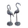 Standing Pair Of Flamingos - Silver Finish