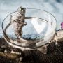 Three Leaping Fish with Glass Bowl 