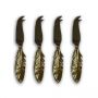 Set Of Four Golden Feather Mini Cheese Knives