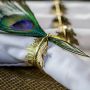 Set Of Four Golden Feather Napkin Rings