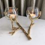 Gold Branch Double Tea Light Holder 