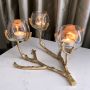 Gold Branch Triple Tea Light Holder