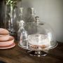 Large Beaded Edge Cake Stand with Glass Dome