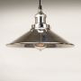 Polished Nickel Pendant Fitment with Large Polished Nickel Metal Triangular Shade