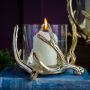 Small Antler Hurricane with Hammered Glass  - Gold Finish