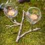 Silver Branch Double Tea Light Holder 