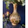 Large Florentine Gold Vase with Floral Etching