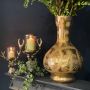 Small Florentine Gold Vase with Floral Etching