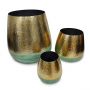 Set of Three Gold & Jade Finish Urns 