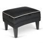 Romeo Velvet Ebony Footstool with Silver Grey Piping