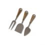 Rattan Handle Three Piece Cheese Serving Set