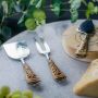 Rattan Handle Three Piece Cheese Serving Set