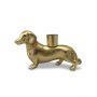 Sausage Dog Single Candle Holder - Antique Gold Finish 