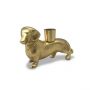 Sausage Dog Single Candle Holder - Antique Gold Finish 