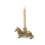 Sausage Dog Single Candle Holder - Antique Gold Finish 