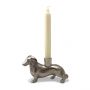 Sausage Dog Single Candle Holder - Silver Finish 