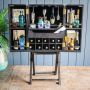 Large Panama Bar Cabinet - Dark Grey