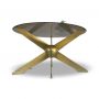 Patti Ball Coffee Table with Glass Top - Antique Brass Finish