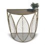 Kew Leaf Design Console Table with Glass Top